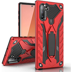 Funda Bumper Silicona y Plastico Mate Carcasa con Soporte A01 para Samsung Galaxy Note 10 5G Rojo