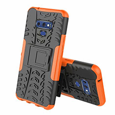 Funda Bumper Silicona y Plastico Mate Carcasa con Soporte A01 para Samsung Galaxy Note 9 Naranja