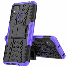 Funda Bumper Silicona y Plastico Mate Carcasa con Soporte A01 para Xiaomi Redmi 10A 4G Morado