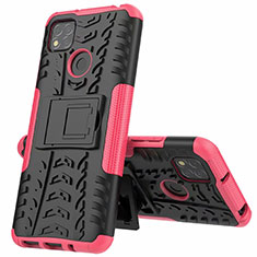 Funda Bumper Silicona y Plastico Mate Carcasa con Soporte A01 para Xiaomi Redmi 9 Activ Rosa