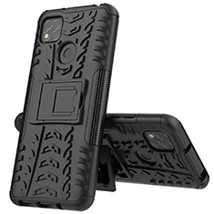 Funda Bumper Silicona y Plastico Mate Carcasa con Soporte A01 para Xiaomi Redmi 9C NFC Negro