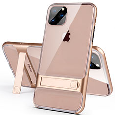 Funda Bumper Silicona y Plastico Mate Carcasa con Soporte A02 para Apple iPhone 11 Pro Max Oro