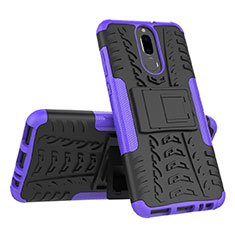 Funda Bumper Silicona y Plastico Mate Carcasa con Soporte A02 para Huawei G10 Morado