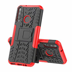 Funda Bumper Silicona y Plastico Mate Carcasa con Soporte A02 para Huawei P40 Lite E Rojo