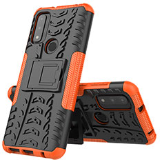 Funda Bumper Silicona y Plastico Mate Carcasa con Soporte A02 para Motorola Moto G Pure Naranja