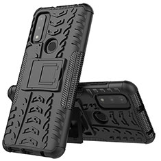 Funda Bumper Silicona y Plastico Mate Carcasa con Soporte A02 para Motorola Moto G Pure Negro