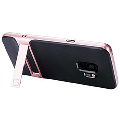 Funda Bumper Silicona y Plastico Mate Carcasa con Soporte A02 para Samsung Galaxy S9 Oro Rosa