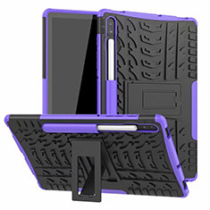 Funda Bumper Silicona y Plastico Mate Carcasa con Soporte A02 para Samsung Galaxy Tab S6 10.5 SM-T860 Morado