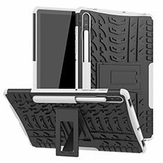 Funda Bumper Silicona y Plastico Mate Carcasa con Soporte A02 para Samsung Galaxy Tab S6 10.5 SM-T860 Plata