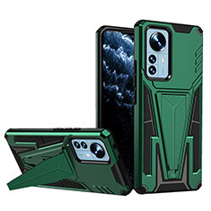 Funda Bumper Silicona y Plastico Mate Carcasa con Soporte A02 para Xiaomi Mi 12 5G Verde