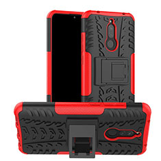 Funda Bumper Silicona y Plastico Mate Carcasa con Soporte A02 para Xiaomi Redmi 8 Rojo