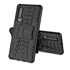 Funda Bumper Silicona y Plastico Mate Carcasa con Soporte A03 para Huawei P30 Negro