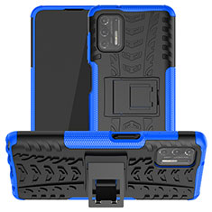 Funda Bumper Silicona y Plastico Mate Carcasa con Soporte A03 para Motorola Moto G Stylus (2021) Azul