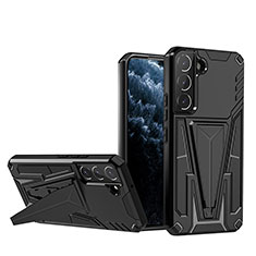 Funda Bumper Silicona y Plastico Mate Carcasa con Soporte A03 para Samsung Galaxy S21 FE 5G Negro