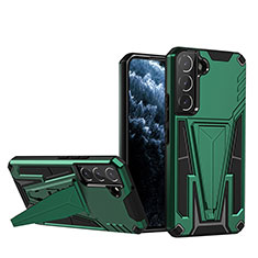 Funda Bumper Silicona y Plastico Mate Carcasa con Soporte A03 para Samsung Galaxy S21 Plus 5G Verde