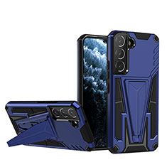 Funda Bumper Silicona y Plastico Mate Carcasa con Soporte A03 para Samsung Galaxy S22 5G Azul