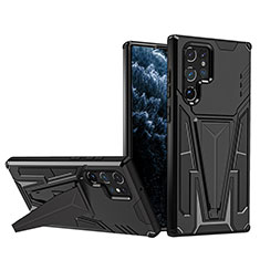 Funda Bumper Silicona y Plastico Mate Carcasa con Soporte A03 para Samsung Galaxy S23 Ultra 5G Negro