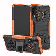 Funda Bumper Silicona y Plastico Mate Carcasa con Soporte A04 para Huawei P30 Lite Naranja