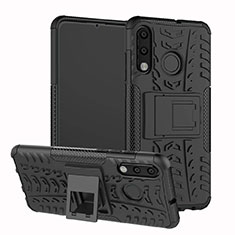 Funda Bumper Silicona y Plastico Mate Carcasa con Soporte A04 para Huawei P30 Lite Negro