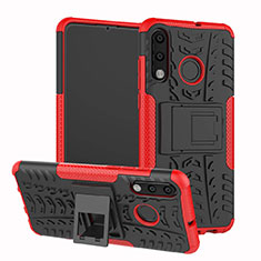 Funda Bumper Silicona y Plastico Mate Carcasa con Soporte A04 para Huawei P30 Lite XL Rojo