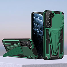 Funda Bumper Silicona y Plastico Mate Carcasa con Soporte A04 para Samsung Galaxy S21 5G Verde