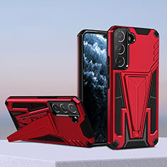 Funda Bumper Silicona y Plastico Mate Carcasa con Soporte A04 para Samsung Galaxy S21 FE 5G Rojo