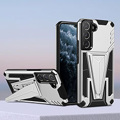 Funda Bumper Silicona y Plastico Mate Carcasa con Soporte A04 para Samsung Galaxy S21 Plus 5G Plata