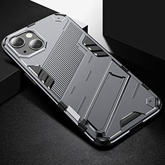 Funda Bumper Silicona y Plastico Mate Carcasa con Soporte A05 para Apple iPhone 13 Mini Gris