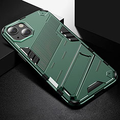 Funda Bumper Silicona y Plastico Mate Carcasa con Soporte A05 para Apple iPhone 13 Mini Verde