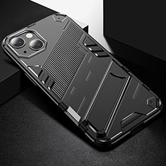 Funda Bumper Silicona y Plastico Mate Carcasa con Soporte A05 para Apple iPhone 13 Negro