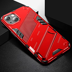 Funda Bumper Silicona y Plastico Mate Carcasa con Soporte A05 para Apple iPhone 14 Plus Rojo