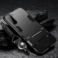 Funda Bumper Silicona y Plastico Mate Carcasa con Soporte A05 para Samsung Galaxy S22 5G Negro