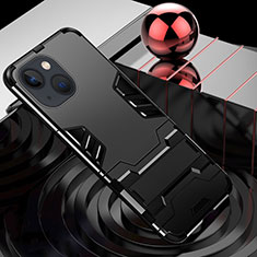 Funda Bumper Silicona y Plastico Mate Carcasa con Soporte A06 para Apple iPhone 13 Mini Negro