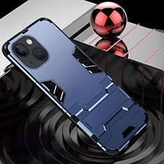 Funda Bumper Silicona y Plastico Mate Carcasa con Soporte A06 para Apple iPhone 14 Azul