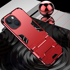 Funda Bumper Silicona y Plastico Mate Carcasa con Soporte A06 para Apple iPhone 14 Rojo