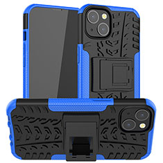 Funda Bumper Silicona y Plastico Mate Carcasa con Soporte A07 para Apple iPhone 13 Azul