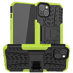 Funda Bumper Silicona y Plastico Mate Carcasa con Soporte A07 para Apple iPhone 13 Mini Verde