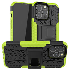 Funda Bumper Silicona y Plastico Mate Carcasa con Soporte A07 para Apple iPhone 13 Pro Max Verde