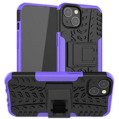 Funda Bumper Silicona y Plastico Mate Carcasa con Soporte A07 para Apple iPhone 14 Plus Morado