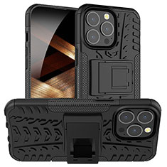 Funda Bumper Silicona y Plastico Mate Carcasa con Soporte A07 para Apple iPhone 14 Pro Max Negro