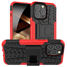 Funda Bumper Silicona y Plastico Mate Carcasa con Soporte A07 para Apple iPhone 14 Pro Rojo