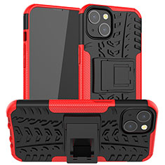 Funda Bumper Silicona y Plastico Mate Carcasa con Soporte A07 para Apple iPhone 14 Rojo