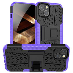 Funda Bumper Silicona y Plastico Mate Carcasa con Soporte A07 para Apple iPhone 15 Morado