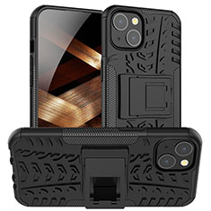 Funda Bumper Silicona y Plastico Mate Carcasa con Soporte A07 para Apple iPhone 15 Negro