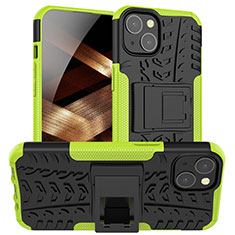 Funda Bumper Silicona y Plastico Mate Carcasa con Soporte A07 para Apple iPhone 15 Verde