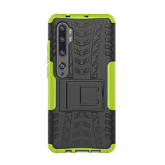 Funda Bumper Silicona y Plastico Mate Carcasa con Soporte D01 para Xiaomi Mi Note 10 Pro Verde