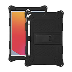 Funda Bumper Silicona y Plastico Mate Carcasa con Soporte H01 para Apple iPad 10.2 (2019) Negro