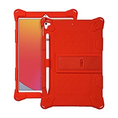 Funda Bumper Silicona y Plastico Mate Carcasa con Soporte H01 para Apple iPad 10.2 (2019) Rojo