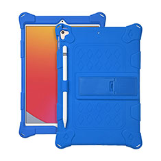 Funda Bumper Silicona y Plastico Mate Carcasa con Soporte H01 para Apple iPad 10.2 (2020) Azul