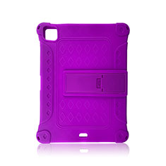 Funda Bumper Silicona y Plastico Mate Carcasa con Soporte H01 para Apple iPad Pro 11 (2022) Morado
